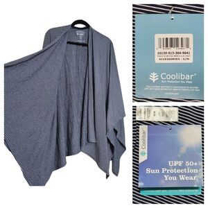 Coolibar Poncho Tunic UPF 50+ Lightweight Beach Pool Coverup S/M Blue Wrap New
